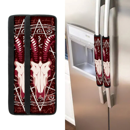 Goat Skull Pentagram Print Refrigerator Handle Covers