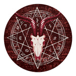 Goat Skull Pentagram Print Round Blanket