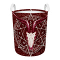 Goat Skull Pentagram Print Round Laundry Basket