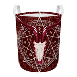 Goat Skull Pentagram Print Round Laundry Basket