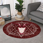 Goat Skull Pentagram Print Round Rug
