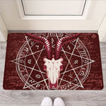 Goat Skull Pentagram Print Rubber Doormat