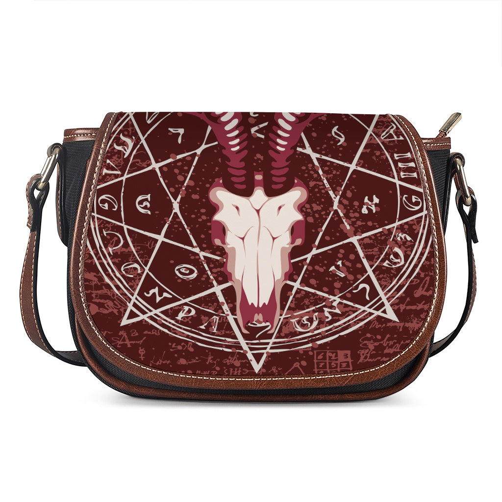 Goat Skull Pentagram Print Saddle Bag