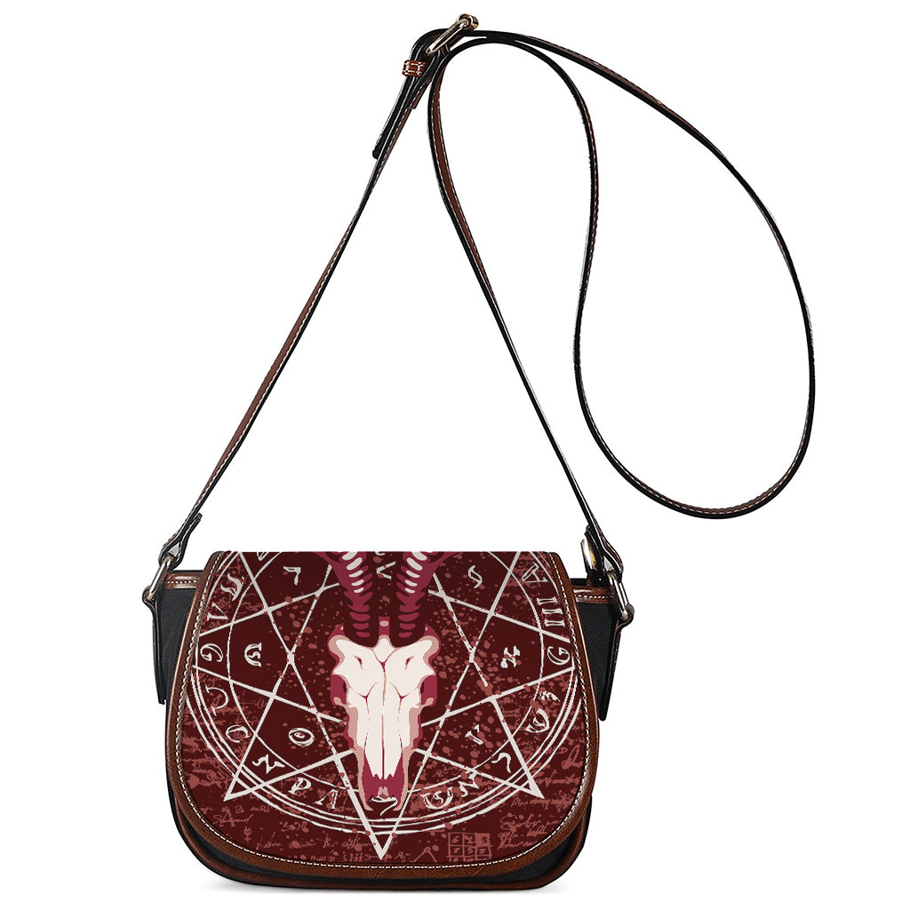 Goat Skull Pentagram Print Saddle Bag
