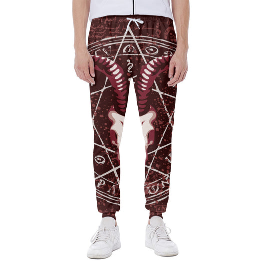 Goat Skull Pentagram Print Scuba Joggers