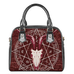 Goat Skull Pentagram Print Shoulder Handbag