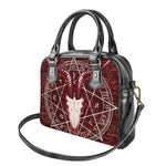 Goat Skull Pentagram Print Shoulder Handbag