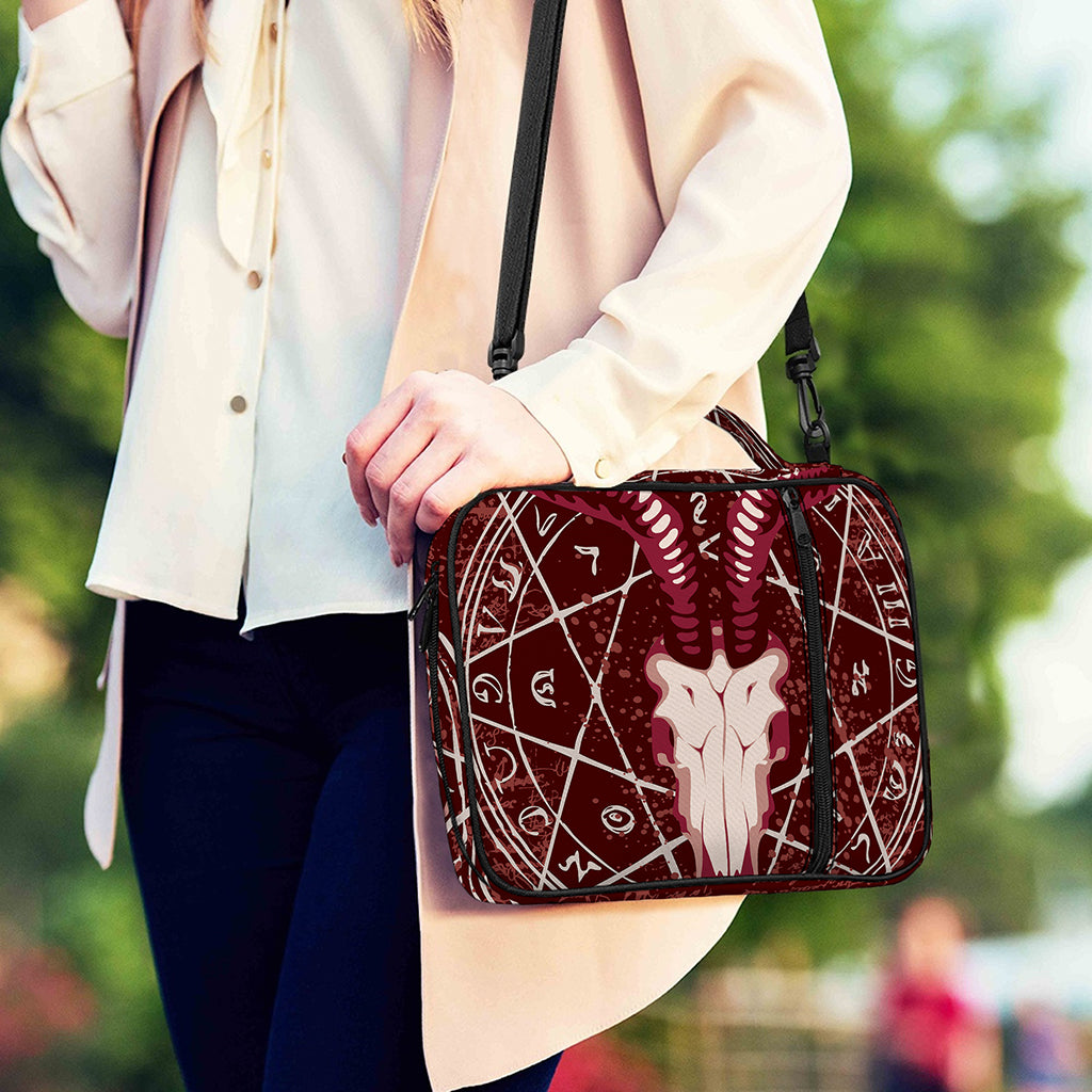 Goat Skull Pentagram Print Shoulder Strap Bible Bag