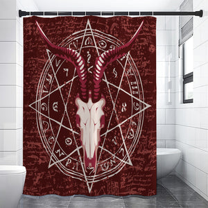 Goat Skull Pentagram Print Shower Curtain