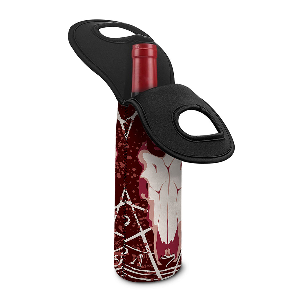 Goat Skull Pentagram Print Single Neoprene Wine Tote