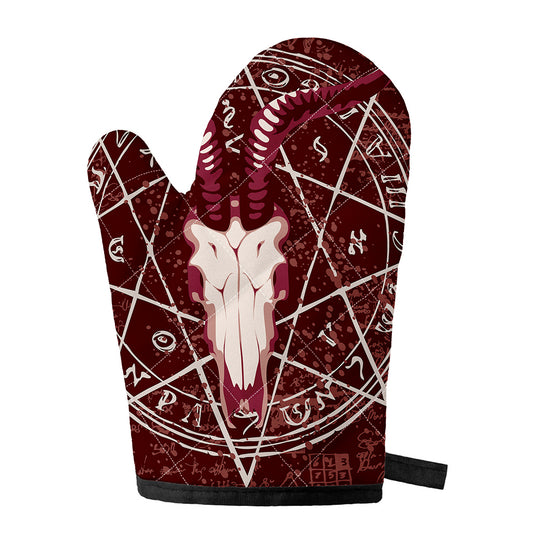 Goat Skull Pentagram Print Single Oven Mitt