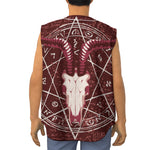 Goat Skull Pentagram Print Sleeveless Baseball Jersey