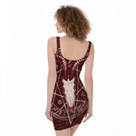 Goat Skull Pentagram Print Sleeveless Bodycon Dress