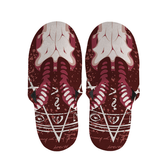 Goat Skull Pentagram Print Slippers