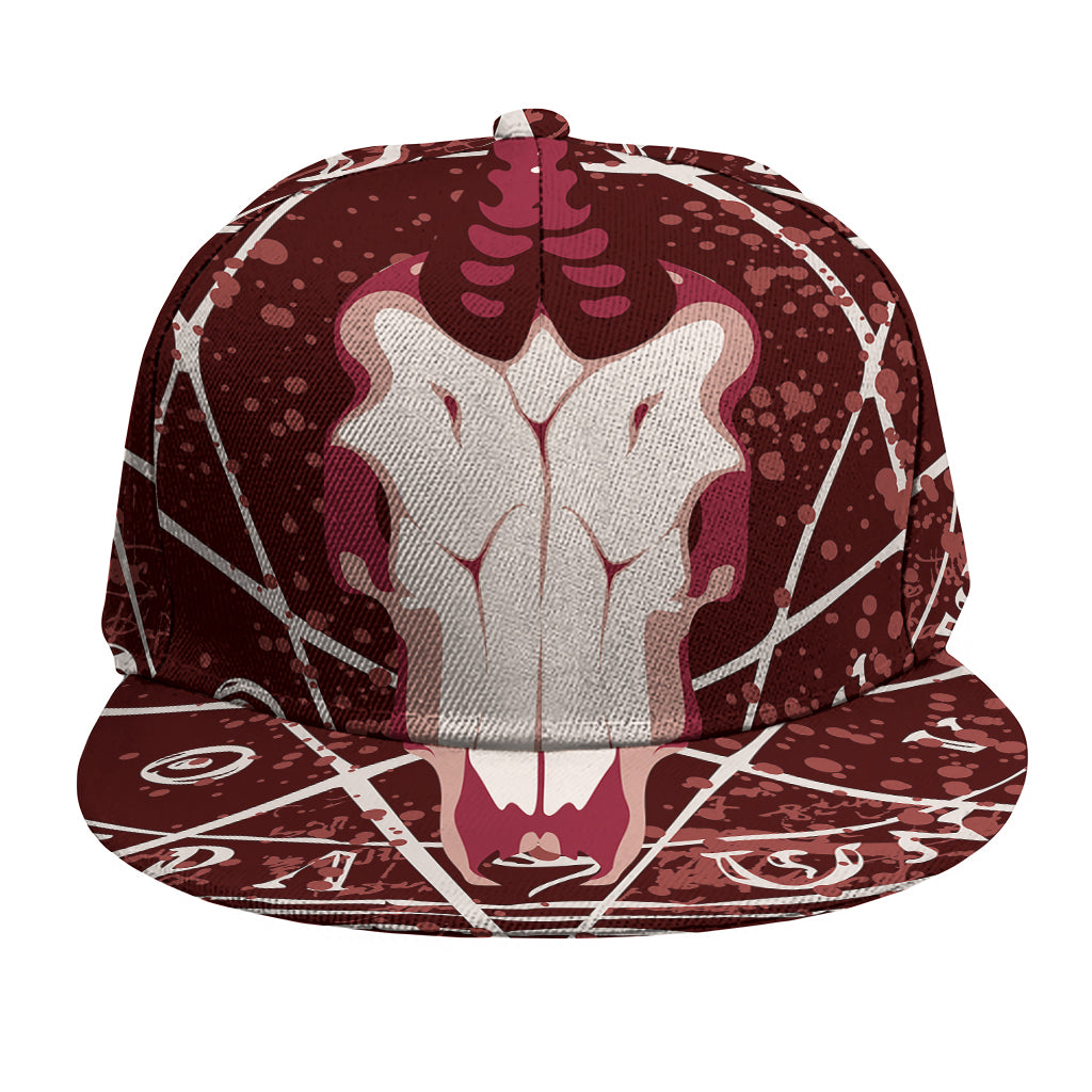 Goat Skull Pentagram Print Snapback Cap
