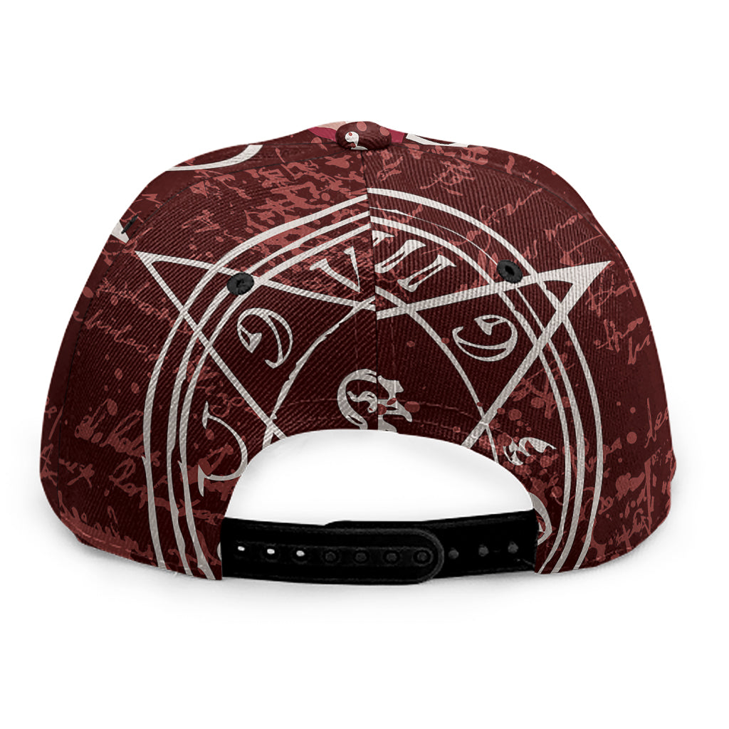 Goat Skull Pentagram Print Snapback Cap