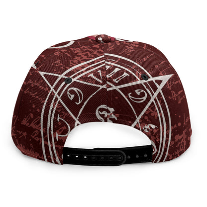 Goat Skull Pentagram Print Snapback Cap