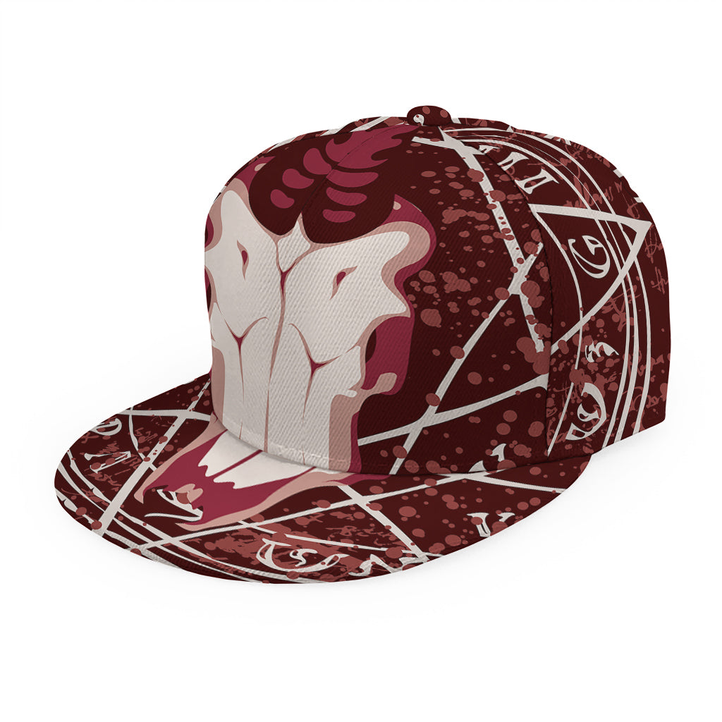 Goat Skull Pentagram Print Snapback Cap