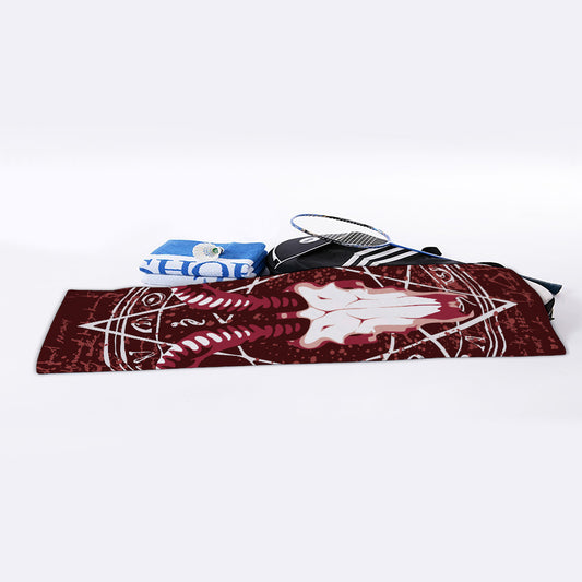 Goat Skull Pentagram Print Sports Towel