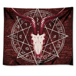 Goat Skull Pentagram Print Tapestry