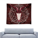 Goat Skull Pentagram Print Tapestry