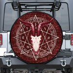 Goat Skull Pentagram Print Tire Cover