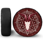 Goat Skull Pentagram Print Tire Cover