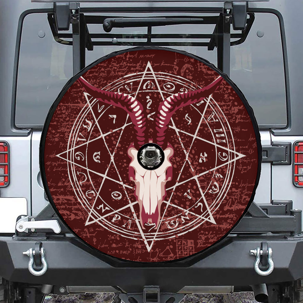 Goat Skull Pentagram Print Tire Cover With Camera Hole