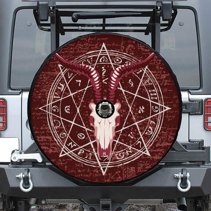 Goat Skull Pentagram Print Tire Cover With Camera Hole
