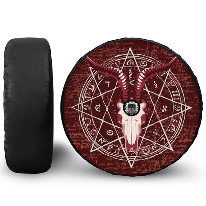 Goat Skull Pentagram Print Tire Cover With Camera Hole