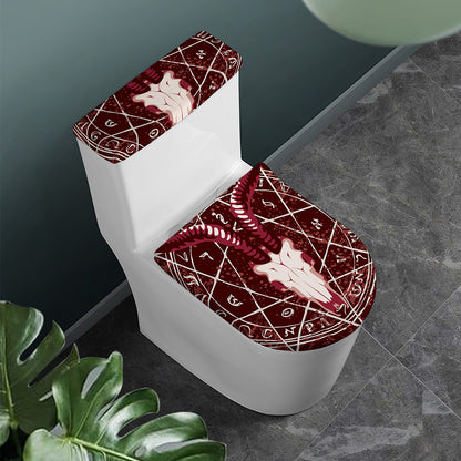 Goat Skull Pentagram Print Toilet Lid And Tank Cover Set