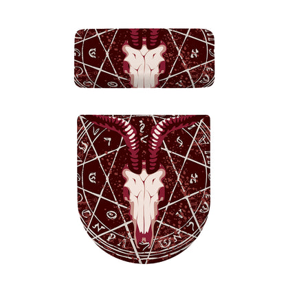 Goat Skull Pentagram Print Toilet Lid And Tank Cover Set