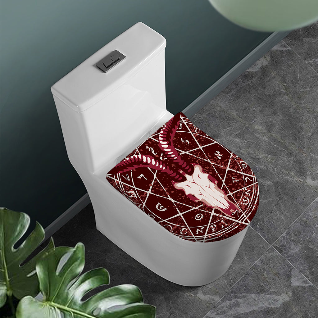 Goat Skull Pentagram Print Toilet Lid Cover