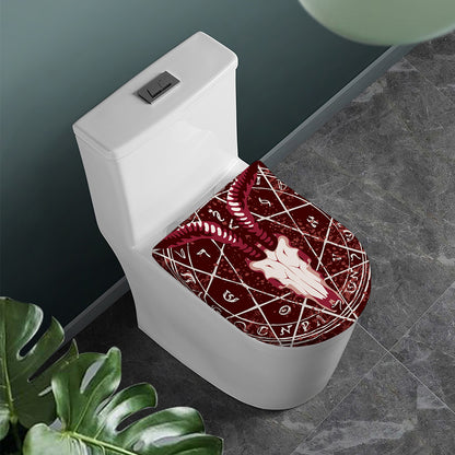 Goat Skull Pentagram Print Toilet Lid Cover