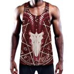 Goat Skull Pentagram Print Training Tank Top