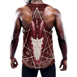 Goat Skull Pentagram Print Training Tank Top