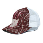 Goat Skull Pentagram Print White Mesh Trucker Cap
