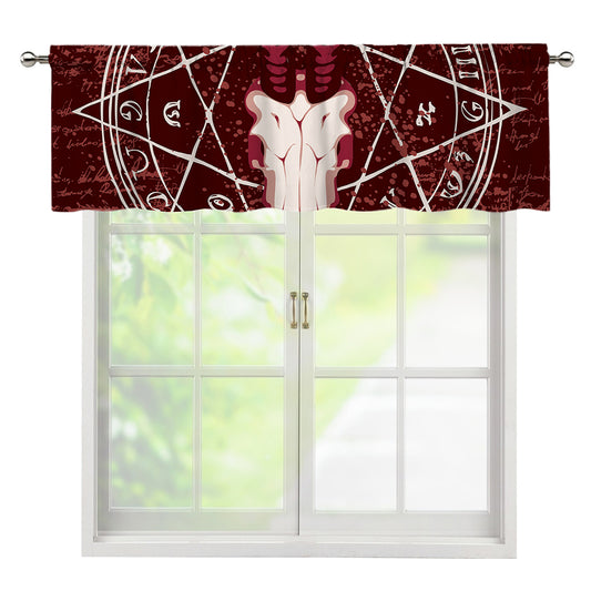 Goat Skull Pentagram Print Window Valance