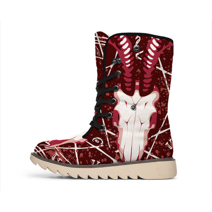 Goat Skull Pentagram Print Winter Boots