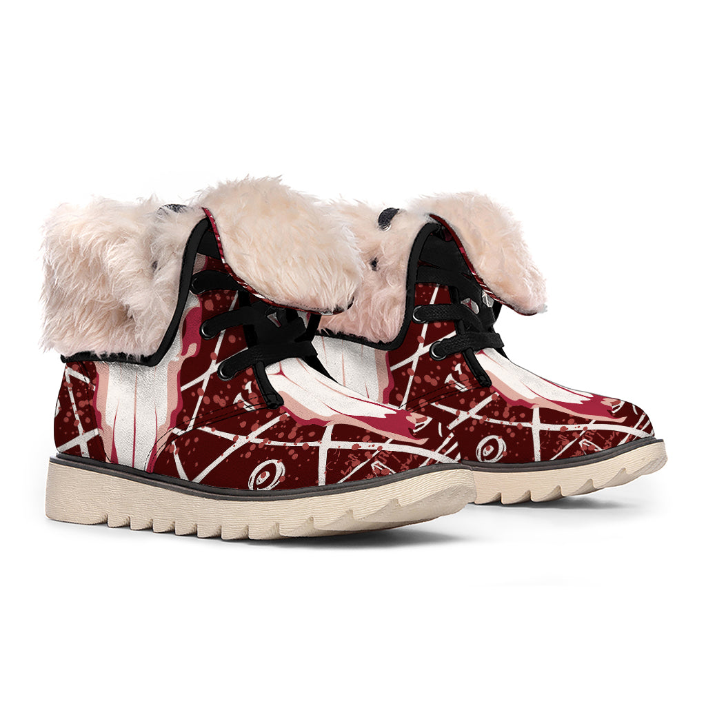 Goat Skull Pentagram Print Winter Boots