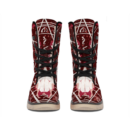 Goat Skull Pentagram Print Winter Boots