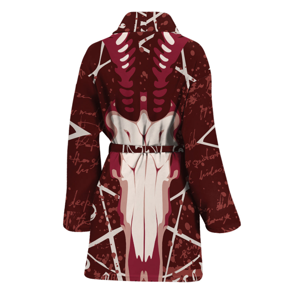 Goat Skull Pentagram Print Women's Bathrobe