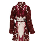 Goat Skull Pentagram Print Women's Bathrobe