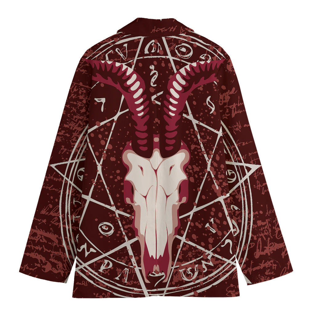 Goat Skull Pentagram Print Women's Blazer