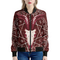 Goat Skull Pentagram Print Women's Bomber Jacket