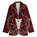Goat Skull Pentagram Print Women's Cotton Blazer