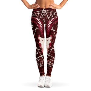 Goat Skull Pentagram Print Women's Leggings