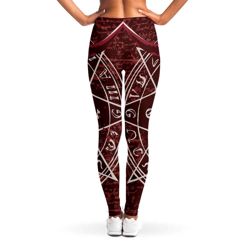 Goat Skull Pentagram Print Women's Leggings