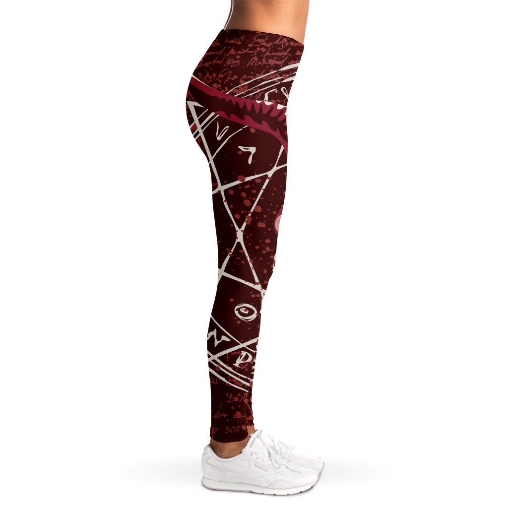 Goat Skull Pentagram Print Women's Leggings