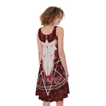 Goat Skull Pentagram Print Women's Sleeveless Dress